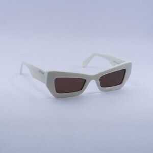 Off-White OERI137 AURORA 0164 Sunglasses White Cat Eye Frame, Brown Lenses